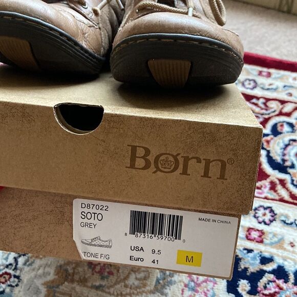 Born SOTO Brown Leather Suede Casual Quilted Lace up Sneakers Shoes - Picture 13 of 14